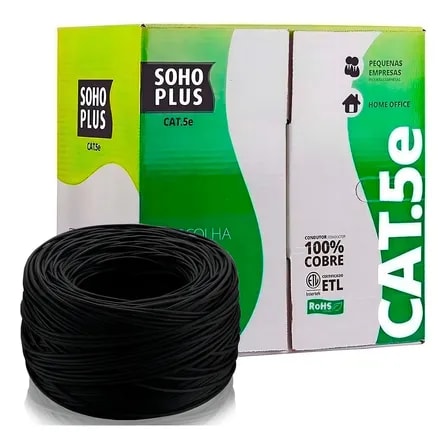 Imagem do Cabo Rede Rj45 U Utp Cat5e Furukawa Sohoplus 305m Cobre Puro Cor Preto