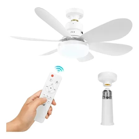 Imagem do Ventilador De Teto Com Lampada Led 80w 52cm Branco 127 220v 52 Cm Branco Frio Neutro Quente Branco 127 220v Plastico 6