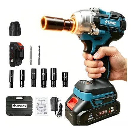 Imagem do Kit Chave De Impacto Brushless Parafusadeira Ferramentas Bateria Eletrica Com Acessorios Carregador Maleta Portatil 3300rpm 320nm Alta Potencia Reforcada Portatil Acessorios Profissionalazul