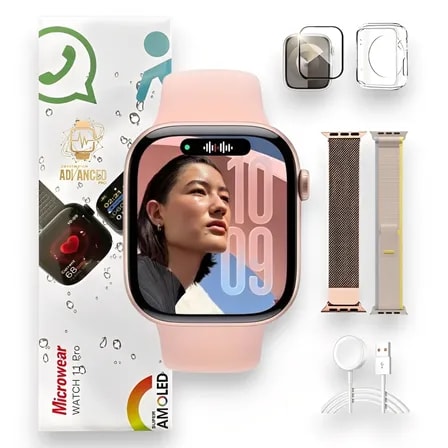 Imagem do Relogio Smartwatch W11 Pro Series 11 Amoled Whatsapp Gps Nfc Rosa