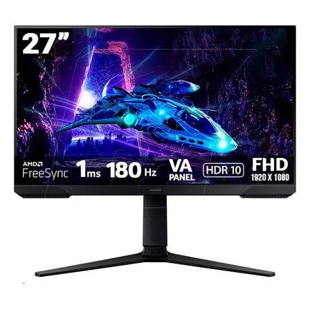 Imagem do Monitor Samsung Gamer Odyssey G3 27 Va 180 Hz 1 Ms Freesync Preto 127 220v