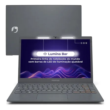 Imagem do Notebook Positivo Vision C14 Lumina Bar Celeron 8gb 256gb Emmc Tela 14 Polegadas Hd Antirreflexo Linux Tecla Link Cinza