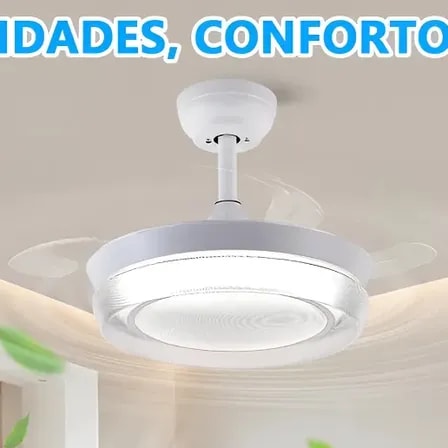 Imagem do Ventilador De Teto Silencioso Bivolt Led Com Controle 92cm 40 Cm 60 Hz Branco 127 220v Transparente Policarbonato 3
