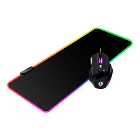 Imagem do Kit Mouse Gamer Rgb Mouse Pad Led Extra Grande 30x80 Rgb Preto