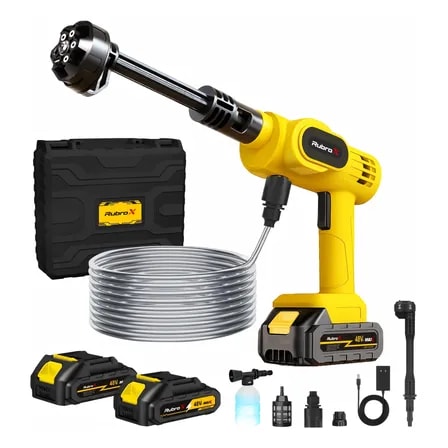 Imagem do Lava Jato Sem Fio Portatil 200w 2 Baterias 5l Min Facil Uso Amarelo 127 220v 60hz