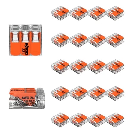 Imagem do Conector Wago 221 413 Compacto 4mm2 32a Para Emenda Kit 5x Laranja