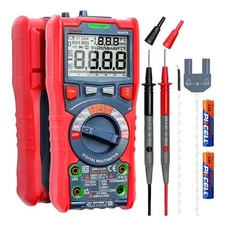 Imagem do Multimetro Digital Profissional Astroai Trms 6000 Testador De Tensao Com Selecao Automatica De Faixa Voltimetro Para Medicao De Tensao Ca Cc Corrente Capacitancia Resistencia Frequencia Temperatura