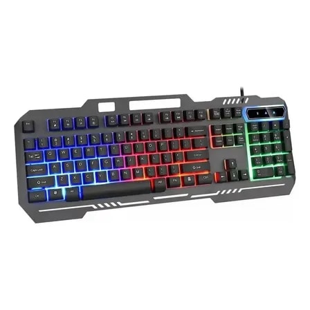 Imagem do Teclado Gamer Semimecanico Led Rgb Abnt2 Preto Cinza Portugues Brasil