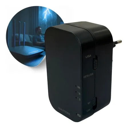 Imagem do Mini Nobreak 1a Qualitronix Bivolt 2500mah P4 Duplo Roteador
