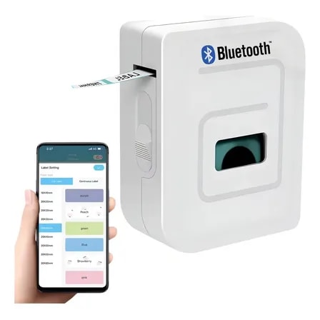 Imagem do Mini Impressora Rotuladora Bluetooth Tomate Mdk E01 Etiquetas Branco