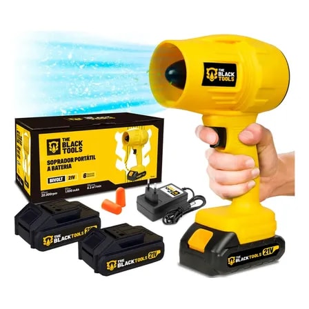 Imagem do Soprador De Folhas Turbo Portatil Recarregavel Sem Fio Com 02 Baterias 21v Amarelo 127 220v