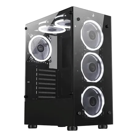 Imagem do Gabinete Gamer Atx Rise Mode Glass 06x Black Em Vidro Temperado S Fan Cor Preto