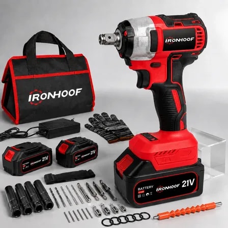 Imagem do Chave De Impacto Brushless Furadeira Eletrica 2 Bateria Preto Avermelhado 110 V 127 V 220 V 60hz
