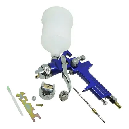 Imagem do Pistola De Pintura Gravidade Hvlp 2 Bicos 1 4 E 1 7mm Evald Cor Azul