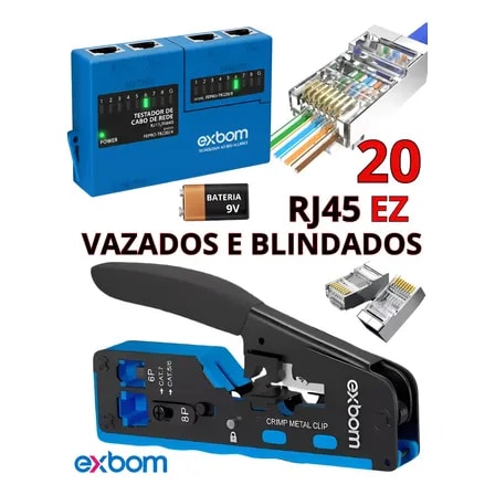 Imagem do Alicate Crimpar Rj45 Vazado Testador 20 Rj45 Blindado Ez