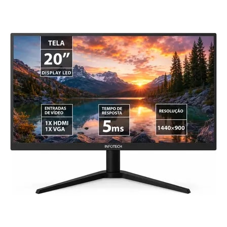 Imagem do Monitor Enterprise 20 Polegadas Led 75hz Hd Hdmi Vga 127 220 Preto Bivolt