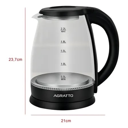 Imagem do Chaleira Eletrica Aroma Acev01l Vidro 2 2 Litros 1500w Agratto