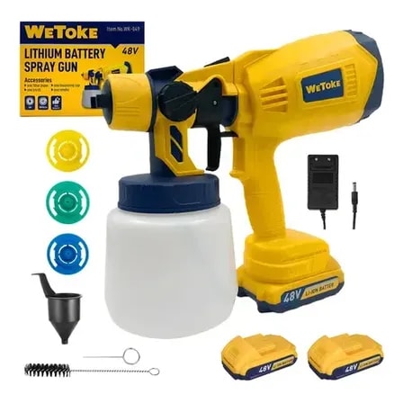 Imagem do Sem Fio Pistola De Pintura Pistola De Pintura Com 2 Baterias Amarelo 400w