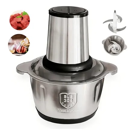 Imagem do Multiprocessador E Triturador De Alimentos Eletrico Picador De 2 Litros Inox 110v Moedor De Alimentos Cortador De Carne 127v Aco Inoxidavel