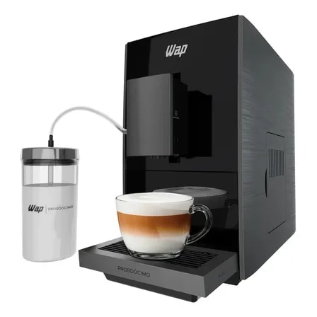Imagem do Cafeteira Espresso Automatica Wap Aroma Wce19 Pressao 19 Bar Com Moedor De Graos E Espumador De Leite 127v Preto