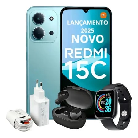 Imagem do Xiaomi Redmi 15c 256gb 16ram Dual Sim Relogio Fone Capa E Pelicula Lancamento Loja Recomendada Top 1 Com Nf E Novo Verde Tea
