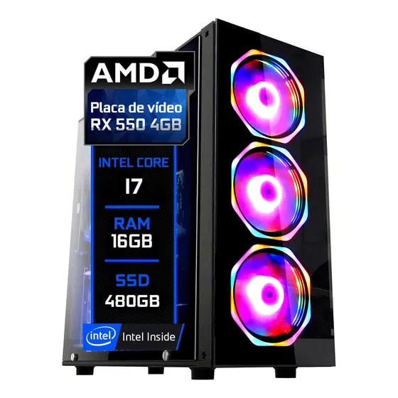 Imagem do Pc Gamer Intel Core I7 16gb Rx 550 4gb Ssd 480gb
