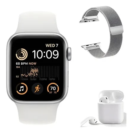 Imagem do Smartwatch 10 Mini Lancamento 2025 Com Tela Amoled Incrivel Prata Silicone Branca