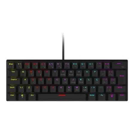Imagem do Teclado Mecanico 60 Vinik Anihi Red Switch Rgb Abnt2 Usb Preto Portugues Brasil
