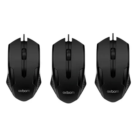 Imagem do Mouse Optico Kit 3 Pcs P Notebook Pc Atacado Escritorio Nfe Preto