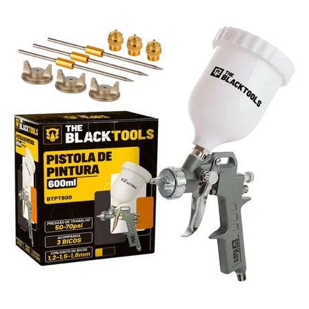 Imagem do Revolver De Pintura Caneco Em Cima Funileiro 600ml 1 2 A 1 8 Cinza Escuro The Black Tools Btpt600
