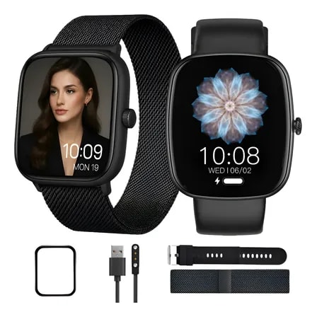 Imagem do Smartwatch Feminino Para Xiaomi Redmi Iphone Galaxy Brinde Preto