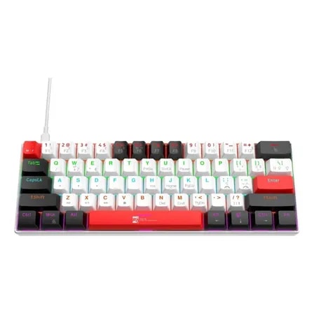 Imagem do Teclado Mecanico Gamer R8 61 Teclas Abnt2 Switch Azul Tr3060 Branco Preto Vermelho Portugues Brasil