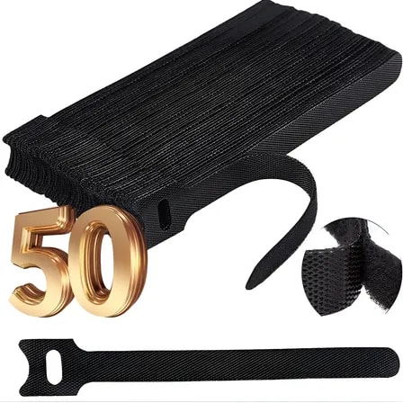 Imagem do 50 Abracadeiras Organizar Fios Enrrolar Cabos Chicote 15cm Preto