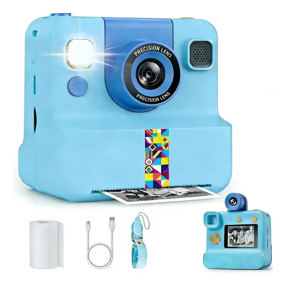 Imagem do Camera Fotografica Infantil Impressora Instantanea Foto 1080p Fotos Video Digital De Alta Definicao Jogos Divertidos Presentes Para Criancas Para Criancas Dos 3 Aos 12 Anos Cor Azul