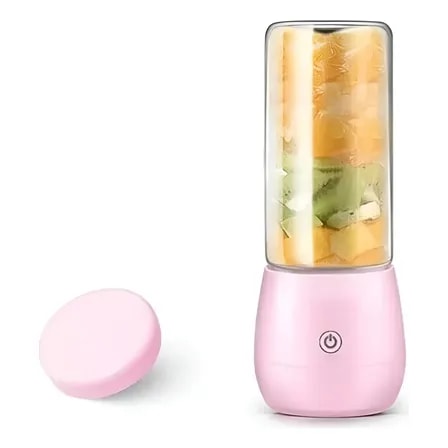 Imagem do Mini Liquidificador Portatil Vidro 6 Laminas Suco Gelo 500ml Cor Rosa 127 220v