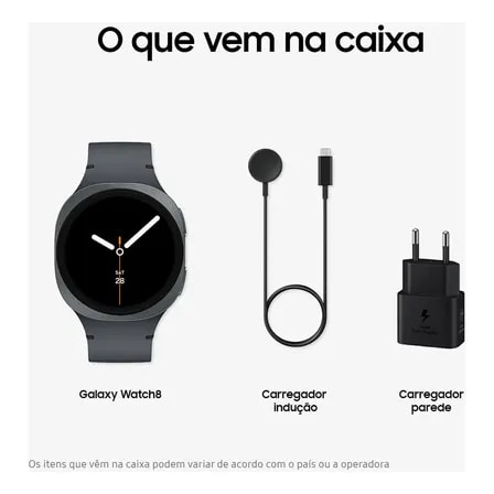 Imagem do Samsung Galaxy Watch8 Smartwatch 44mm Lte Galaxy Ai Caixa Grafite Pulseira Grafite Bisel Prata