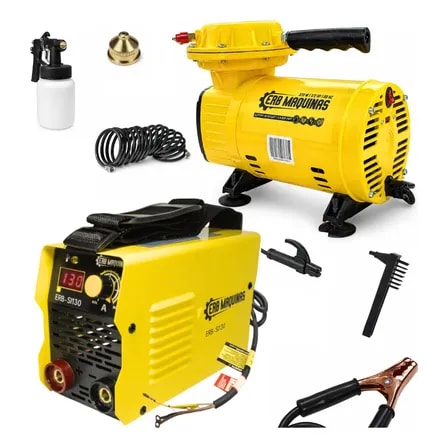 Imagem do Kit Compressor De Ar Direto Portatil Inversor De Solda Erb Amarelo