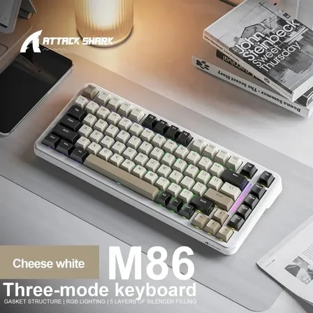 Imagem do Teclado Mecanico Sem Fio Attack Shark M86 Queijo Ingles Us