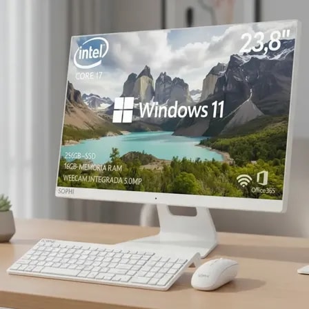Imagem do All In One Computador Intel I7 16gb Ssd256gb Completo Webcam Branco 127 220v