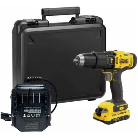 Imagem do Parafusadeira E Furadeira De Impacto 13mm 20v Stanley Scd711c1k Com Bateria Carregador E Maleta Amarelo
