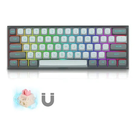 Imagem do Teclado Mecanico E Yooso Hz61 Rgb 8000hz Qwerty Switch Magnetico Branco Cinza Ingles Us