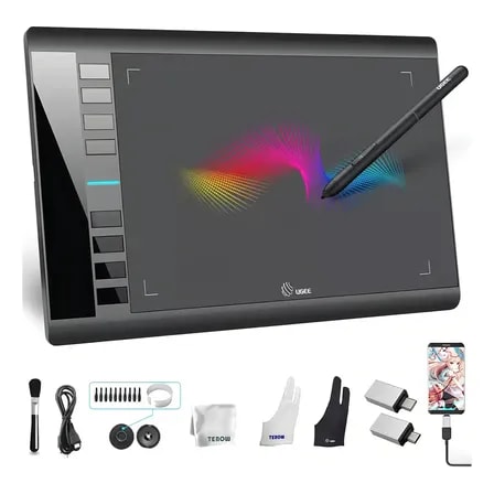 Imagem do Tablet Grafico Ugee M708 Com Caneta 8192 Niveis E 8 Atalhos Preto
