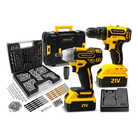 Imagem do Parafusadeira E Chave De Impacto Brushles E Acessorios Amarelo E Preto 127 220v