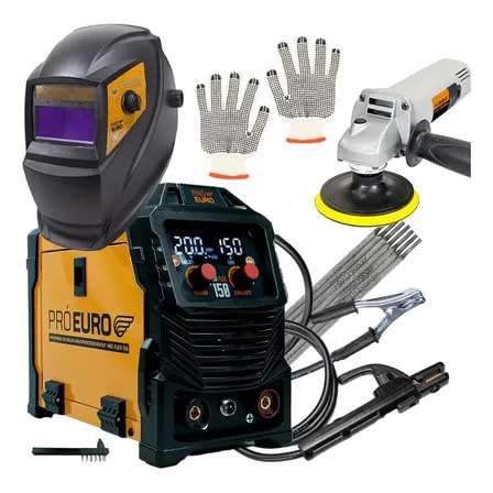 Imagem do Maquina De Solda Multiprocesso Mig 150 S Gas Mascara Esmerilhadeira Eletrodo Pro Euro Laranja 220v