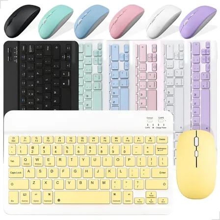 Imagem do Kit Teclado Mouse Sem Fio Bluetooth Slim Notebook Tablet Pc Amarelo Precisao Design Moderno Compacto Para Tablet Celular Amarelo