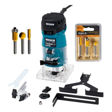 Imagem do Tupia Laminadora 500w Wesco Com Jogo De Fresas Haste 6mm 220v