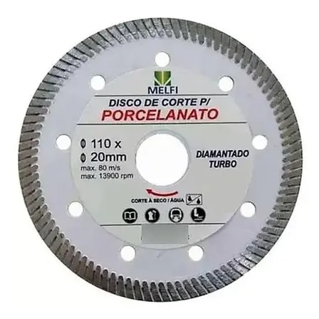 Imagem do Disco Corte Diamantado Melfi Turbo Porcelanato Marmore 110x20mm 10pcs