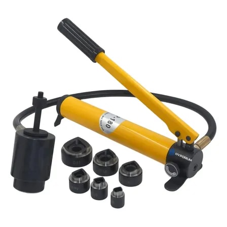 Imagem do Furador De Chapas Hidraulico 15t 6 Matrizes 22 60mm Hyporium Amarelo