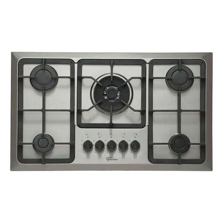 Imagem do Cooktop A Gas Fischer 5 Bocas Tripla Chama Infinity Com Trempe De Ferro Fundido Mesa Inox Bivolt Prateado 127 220v