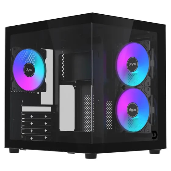 Imagem do Gabinete Gamer Digoo D Cube M Atx Itx 100 Vidro 3 Fans Argb Com Reverse